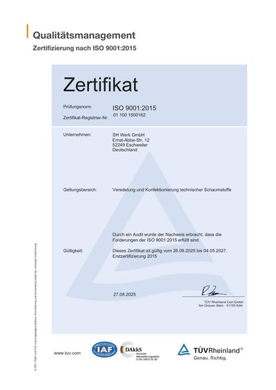 Vorschau Zertifikat Qualitätsmanagement